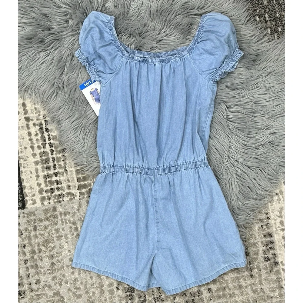 GAP Girl's Soft Short Puff Sleeve One Piece Shorts‎ Romper Size 10/12 NWT
